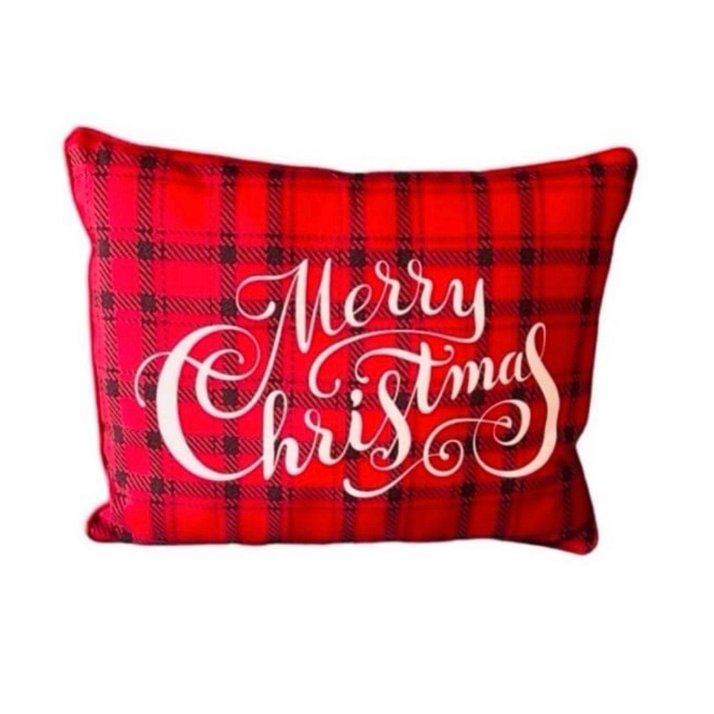 Mainstays Festive Red Plaid Christmas Pillow